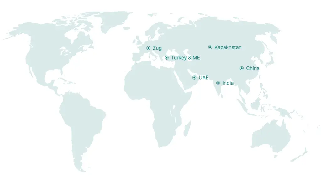 Map of Batyr AG global operations and trading routes